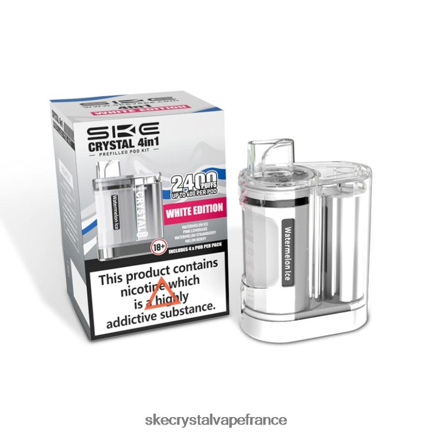 SKE Vape Authentication - SKE crystal 2400 kit pod 4 en 1 mixte édition blanche R0422X5